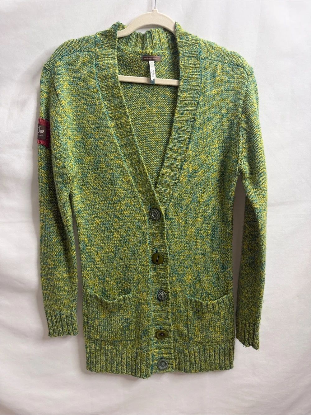Matilda Jane Green and Yellow Marled V-Neck Cardigan